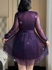 Elegant Plus Size V-Neck Evening Dress Long Sleeve Formal Gown For Women, Stylish And Flattering Fit, Available In 0XL-5XL_ecoleips.com