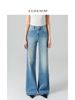 High-Waisted Supermodel Pants For Women Four-Way Stretch Loose Fit Slightly Flared Straight Leg Light Blue Denim Jeans Spring_ecoleips.com