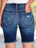 Women's Clothing Plus Size Mid Rise Stretch Denim Shorts For Women Tassel Hand Distressed Spring Summer_ecoleips.com