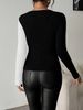 Spicy Color-blocked Knit Top, Crossover V-neck Ribbed Fitted Sweater, Sexy And Slimming Long-sleeved Base Layer._ecoleips.com
