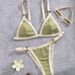 Contrast Trim Ribbed Triangle Bikini Two Piece High Cut Beach Swimwear With Tortoise Ring Details_ecoleips.com