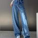 Women's Clothing High Waist Slim Floor Length Straight Denim Wide Leg Pants Women's Loose Niche High Street Ins Design 18175_ecoleips.com