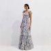 Women's Elegant Floral Chiffon Dress Deep V Neck Long Sleeveless Evening Gown European American Style Summer Fashion_ecoleips.com