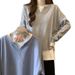 European American Real Shot Two-Piece Sweatshirt Women, Cotton Loose Fit Korean Thin Style For Spring, Autumn, And_ecoleips.com