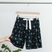 Thin Women Pajamas Pants Cotton Rayon Sleepwear Home Shorts Vintage Printed Summer Nightwear Pyjamas Pant Ladies Pantalón_ecoleips.com