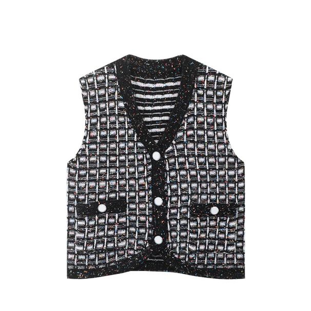 Women's Clothing Loose Sweater Vest Women's New Knitted Cardigan Vest Gold Thread Single Breasted Sleeveless Vest_ecoleips.com