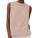 2025 Women's New Style Ladies Turn-down Collar Sleeveless Solid Color Cotton Linen Shirt_ecoleips.com