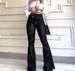 Women's Clothing Hot Selling High Waist Hip Lace Flared Pants Wide Leg Pants Jeans Women_ecoleips.com