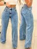 Casual Loose Straight Leg Jeans - Button Open Pearl Design_ecoleips.com
