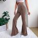 2025 Autumn Winter New European And American High-Waisted Corduroy Flared Pants Solid Color Casual Wide-Leg_ecoleips.com