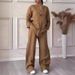 Women's Fashion Wide Leg Pants Set Casual Retro Style Full Length Polyester Spring/Autumn Wear_ecoleips.com