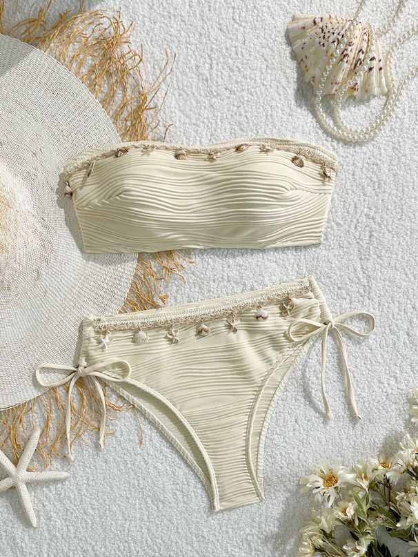 Women's Clothing New Sexy Solid Color Tube Top Shell Ladies Beach Vacation Swimsuit Bikini_ecoleips.com