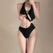 Verve 2025 New Bikini Swimsuit For Women Black Sexy High Waist One-Piece Summer Vacation High-End Swimwear Girl Hot Spring_ecoleips.com