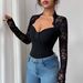 Spring New Arrival Women's Lace Trimmed Knitted T-Shirt Long Sleeved Slim Fit European American Style Cross Border Amazon_ecoleips.com