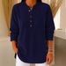 Corduroy Button-Down Shirt – Relaxed Fit V-Neck Blouse For Women, Soft & Stylish (Wine Red/Navy/Black, S-Xxxl)_ecoleips.com