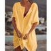 Women's Multi-Color Loose Short-Sleeved Shirts Mid-Length Solid Color Tops for European And American Fashion Foreign Trade_ecoleips.com