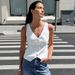 Vintage V-Neck Sleeveless Vest Top For Women – Slim Fit Lightweight Cardigan, Spring Summer Casual Layering Staple_ecoleips.com