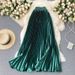 Women's Clothing New Style Light Luxury Heavy Pleated Mid Length A Line Skirt Spring Pleated Skirt_ecoleips.com