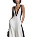 Women's Sleeveless V Neck Jumpsuit Color Block Wide Leg Summer Fashion Independent Website European American Style 2026 New Arrival_ecoleips.com