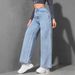 2025 Spring New American Style Wide-Leg For Women Light Wash Loose Slimming Floor-Length Jeans_ecoleips.com