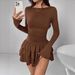 New Women's Clothing Autumn And Winter Solid Color Slim And Thin Temperament Long-sleeved Dress Women's High_ecoleips.com