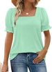 Women's Clothing Spring And Summer New Fashion Simple U Neck Petal Sleeve Loose T Shirt_ecoleips.com