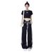 American Retro Cuffed Jeans For Women, Spring And Autumn High-waisted Straight-leg Niche Washed Distressed Wide-leg_ecoleips.com