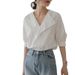A Chic Yet Understated White Shirt For Women, Featuring A Cool-Toned Design With A Vintage French-Inspired Look, Perfect_ecoleips.com