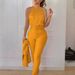 Women's Clothing Women's Casual Fashion Slim Top Solid Color Pants With Belt Suit For Women_ecoleips.com