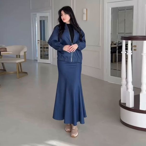 Women's Clothing New Women's Zipper Casual Loose Hip Skirt Two Piece Suit_ecoleips.com