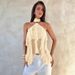 European American Style Women's Halter Neck Top Fashionable off Shoulder Design Slimming Outerwear Hot Girl Temperament Summer_ecoleips.com