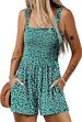 Women's Clothing Summer Casual Pleated Jumpsuit Square Neck Sleeveless Loose Shorts Beach Resort Wear_ecoleips.com