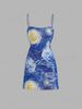 3D Printed Oil Painting Bodycon Dress - Slim Fit Sleeveless Wrap Dress With Waist Tie, Elegant Floral Summer Dress For Women_ecoleips.com