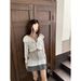 American Retro Patchwork Knitted Hooded Sweatshirt Jacket Women, Autumn And Winter, High-end Style, Slim-fit Short Top_ecoleips.com