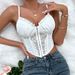 Women's Clothing Summer New Simple Ins Style Sexy Advanced Lace Pleated Wood Ear Edge Buttoned Fish Bone Small Vest_ecoleips.com