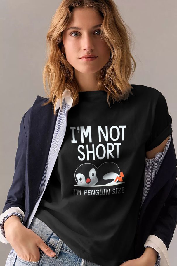 Women's Casual Black T-Shirt Simple round Neck Short Sleeve Cotton Polyester Penguin Print Top for Spring/Autumn Summer_ecoleips.com