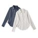 Women's Stylish Striped Long Sleeve Shirt - Slim Fit Turn-Down Collar Blouse, Elegant & Versatile For Spring & Summer_ecoleips.com