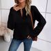 Women's Clothing solid color deep V neck splicing long sleeved women's casual sweatshirt_ecoleips.com