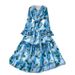 French Romantic Floral Print Dress – Wrap Waist Maxi Dress With Ruffle Sleeves & Flowy Skirt (7 Colors, One Size) | Boho Chic Spring/Summer Dress_ecoleips.com