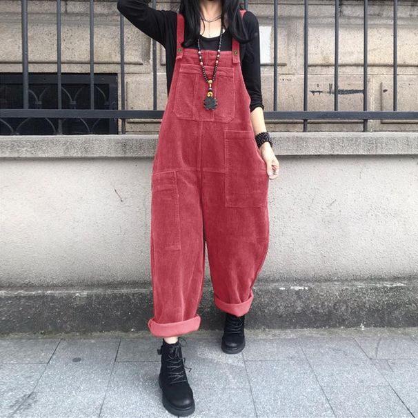 ZANZEA Autumn Rompers Solid Wide Leg Playsuits Women Casual Straps Suspender Overalls Vintage Corduroy Jumpsuits Overszie 2025_ecoleips.com