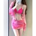 New Fashionable Women's Four Piece Set Split Skirt Style Hollow Out Conservative Swimsuit Beach Soak Hot Spring Bikini_ecoleips.com