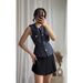 European And American Women's Clothing Popular Style With Belt And Sequins Textured Vest_ecoleips.com
