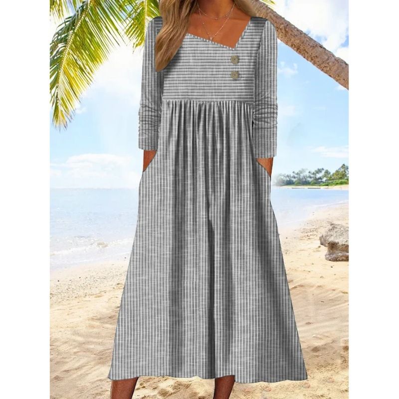 Aria Basics Aria Basics 2023 Independent Station Cross-Border European And American Women's Autumn Loose Casual Striped Print Slanted_ecoleips.com