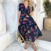 Women's Spring Summer Boho Sexy Deep V Chiffon Printed Short Sleeve Dress_ecoleips.com