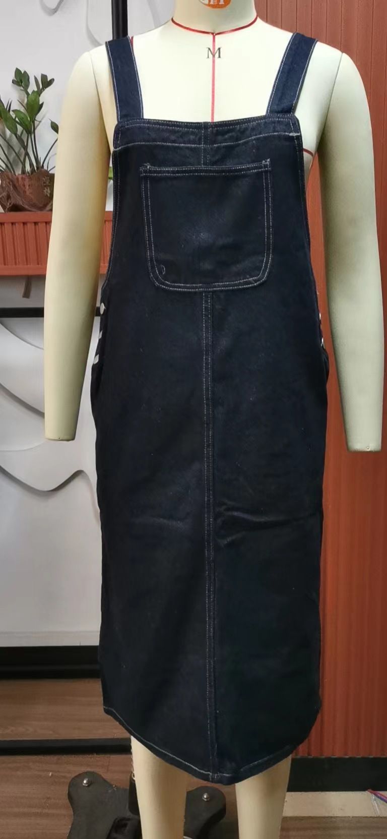 K New Personalized Denim Suspender Dress With Mid Length Skirt_ecoleips.com