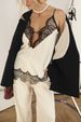 Sensual Lace Trim Deep V-Neck Camisole – Breathable Mesh Lined Strappy Bralette Top (White/Beige/Black)_ecoleips.com