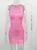Tossy Fashion See-Through Sexy Mini Dress Women's Tassel Slim Sleeveless Patchwork Hollow Out Female Party Dress Summer 2024 New_ecoleips.com