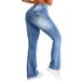 Women's Clothing Hot Style Pocket Cover Printing Elastic Flared Jeans_ecoleips.com