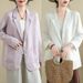 Real Shot Of The New Early Autumn 2025 Cotton-linen Long-sleeve Blazer, Loose-fitting With Patch Pockets, Casual Jacket_ecoleips.com