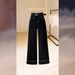 Lazy Chic Women's Outfit - Oversized Red Sweater & High-Waisted Straight Leg Pants Set (Casual Polyester Two-Piece)_ecoleips.com